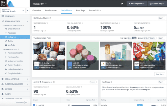 Rival IQ Instagram social posts analytics