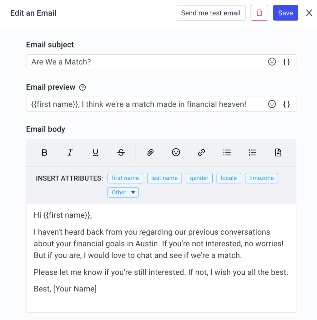 Follow-up #2 Sales Prospecting Email Template for financial advisor