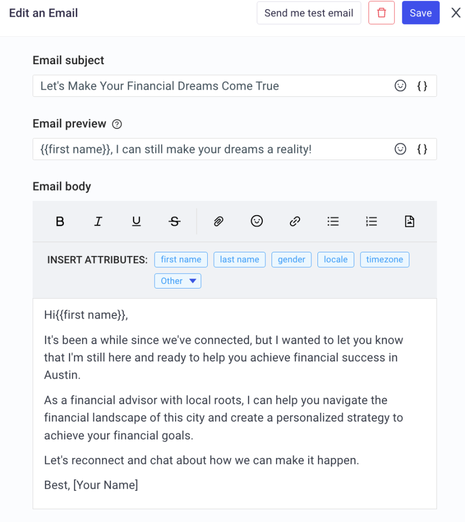 Prebreakup #1 Sales Prospecting Email Template for financial advisor