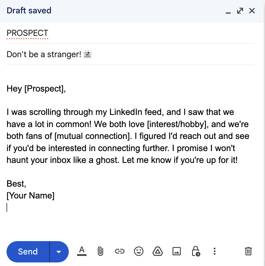 silly b2b sales prospecting email template