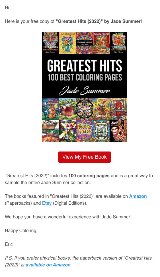 Lead magnet fulfilled using email automation from Fritzen Publishing