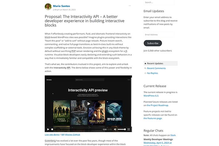 Proposal: The Interactivity API &ndash; A better developer experience in building interactive blocks