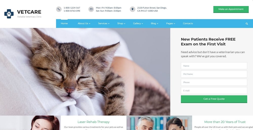Vetcare - Vet Clinic Multipage HTML5 Website Template