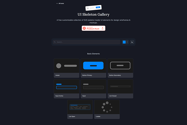 UI Skeleton Gallery