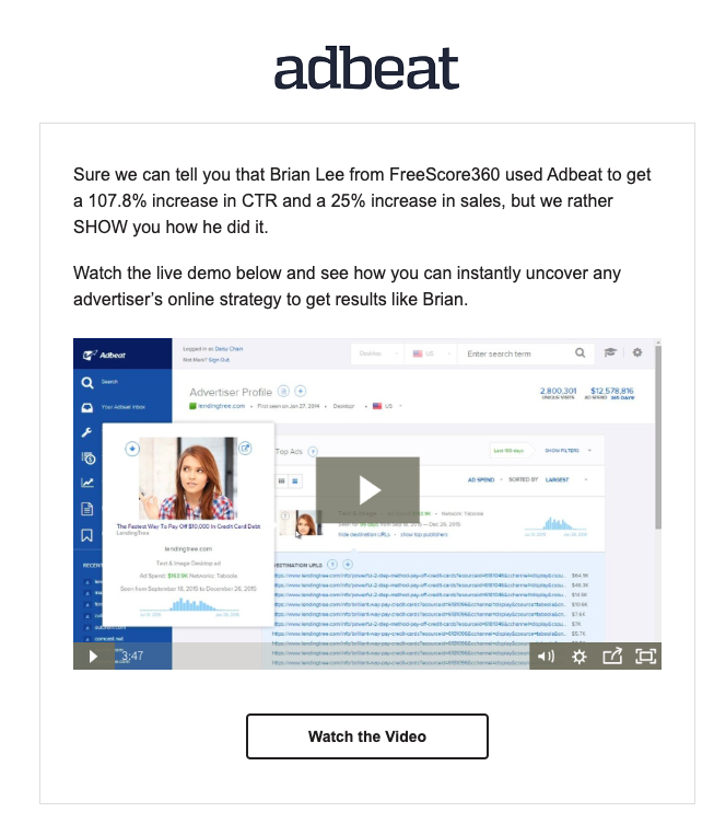 Success story video email example