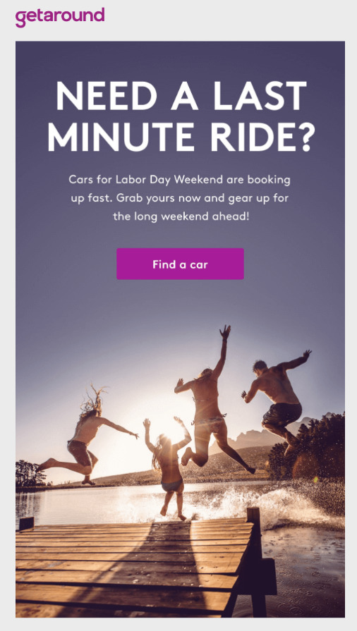 Labor Day Email from getaround