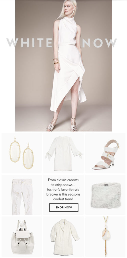 Email example from CUSP promoting all white products for sale
