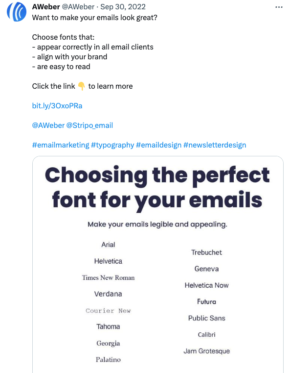 Twitter post of repurposed blog content