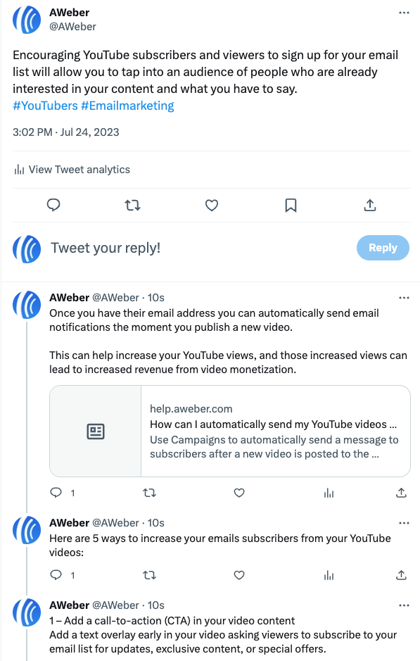 Example of repurposed blog content for a Twitter thread