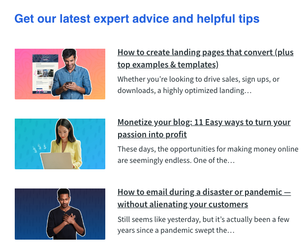 AWeber email feed element