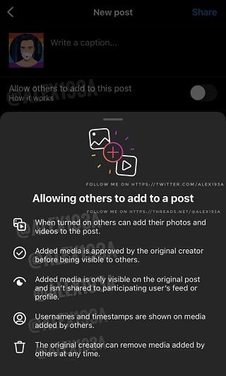 Instagram add to post