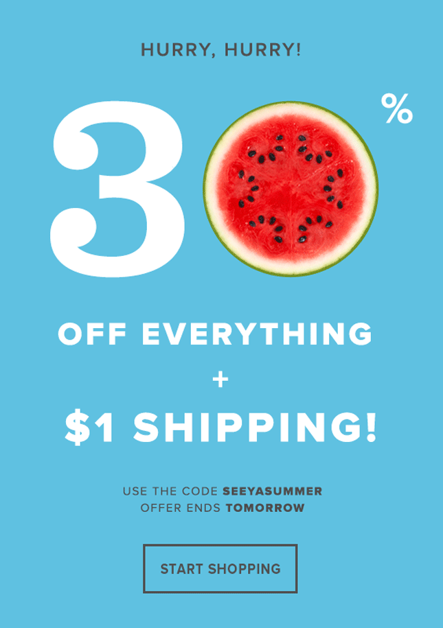 Labor day email example from Brit & Co. using a 30% off GIF