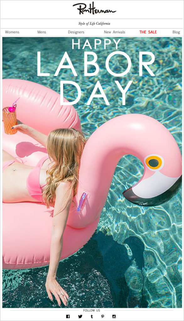 Happy Labor Day email from Ron Herman