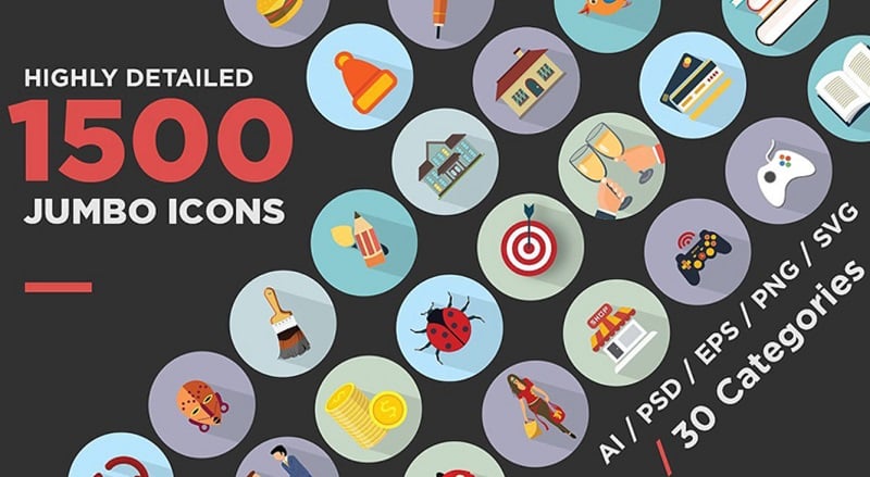 Jumbo Flat Icons Pack Iconset Template