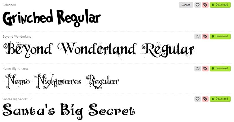 Christmas Fonts on 1001 Fonts