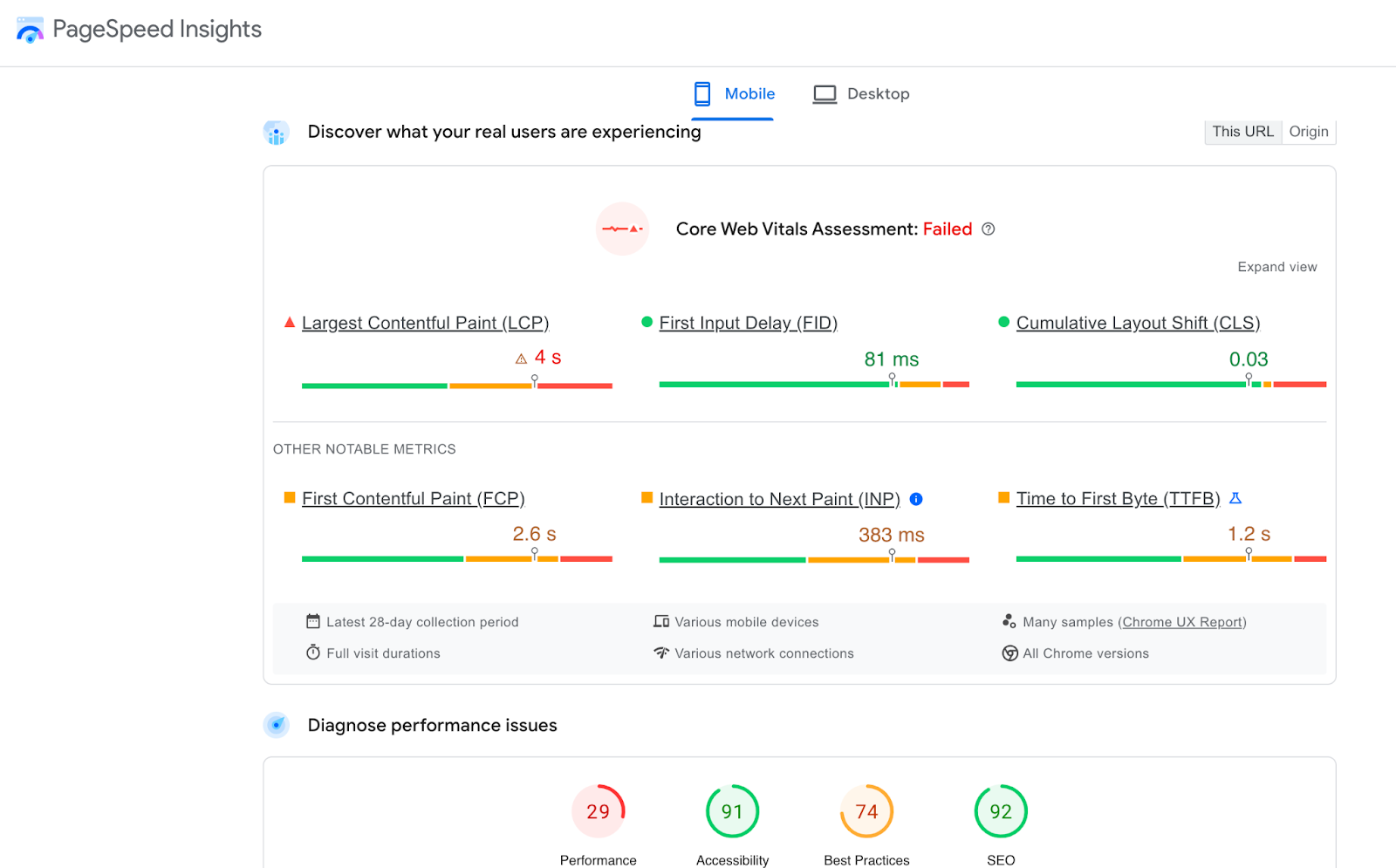 Free SEO tool: Page Speed Insights