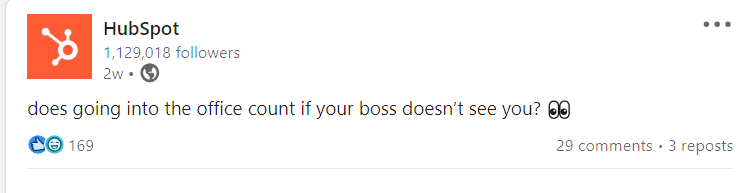 HubSpot LinkedIn post