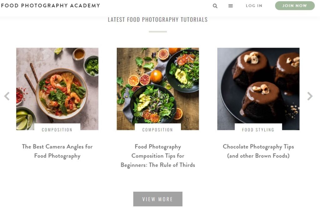 Example of Food Photograph Academy classes