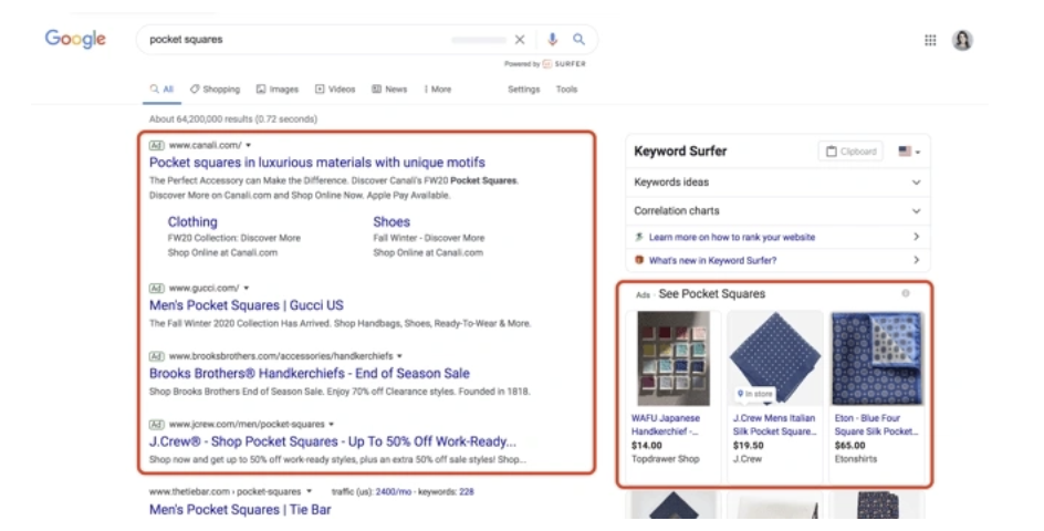 google ad examples, pocketsquare