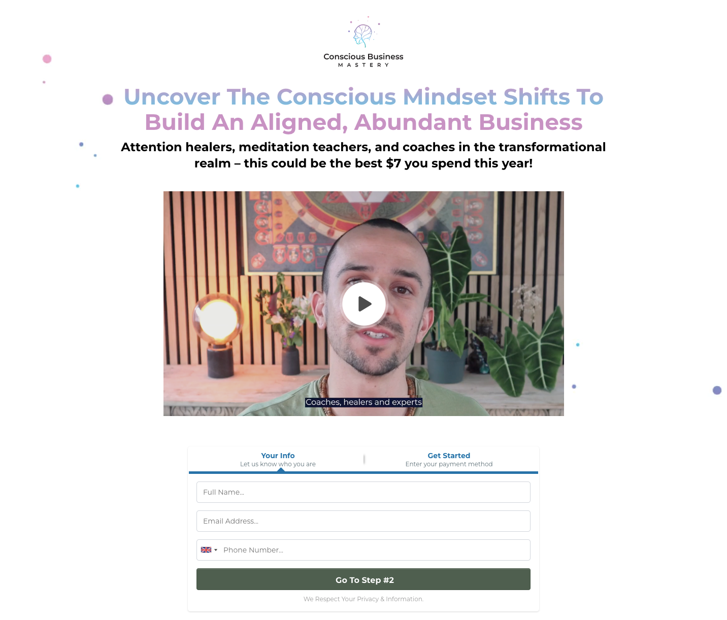 Conscious Business Mastery promoting sale of online course for coaches