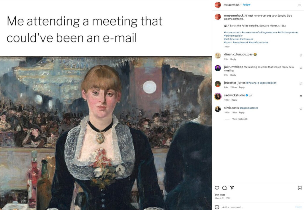 Museum Hacks Instagram Meme example