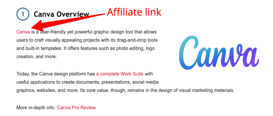 Comparing two products with affiliate links to each product