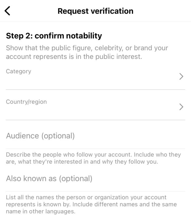 request verification step 2 confirm notability