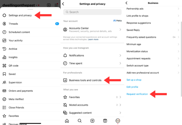 go to settings and privacy to request verification