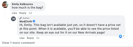 ModCloth customer service response