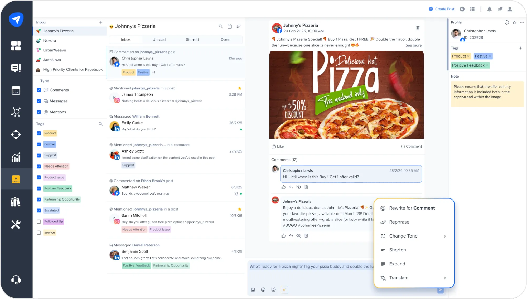 SocialPilot&rsquo;s Instagram Inbox