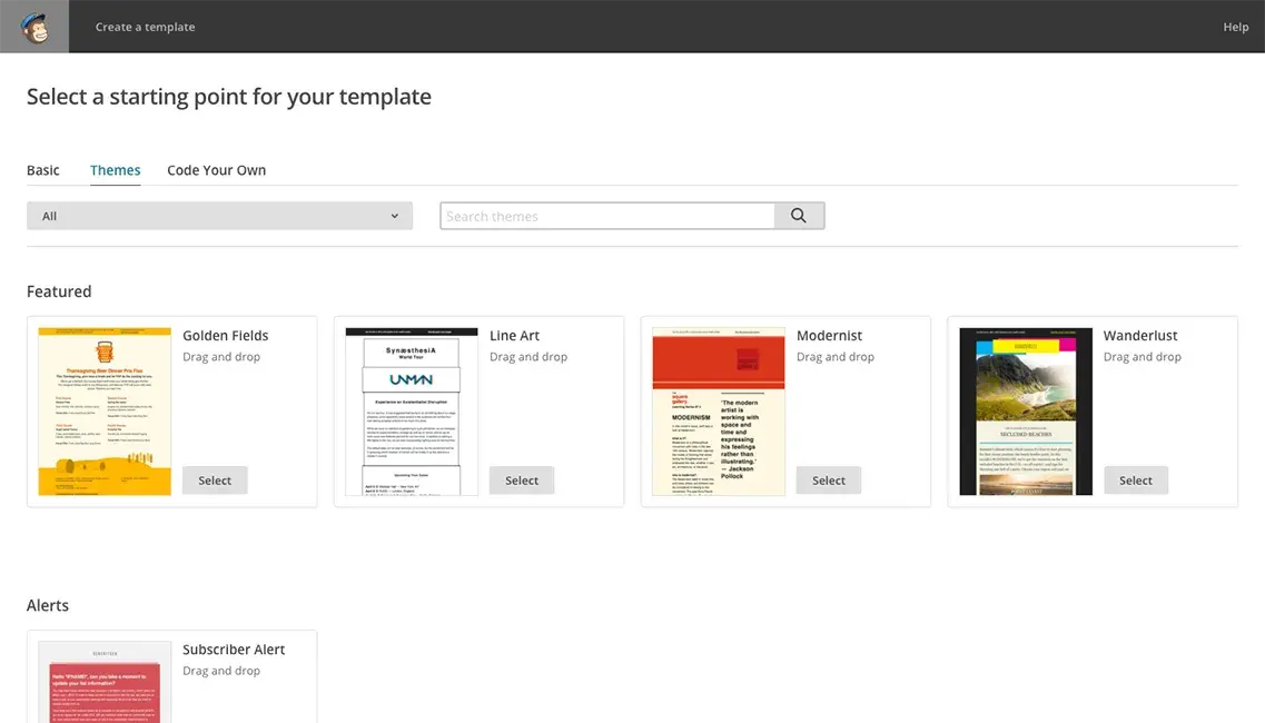 a screenshot of mailchimp email marketing for event planning user interface