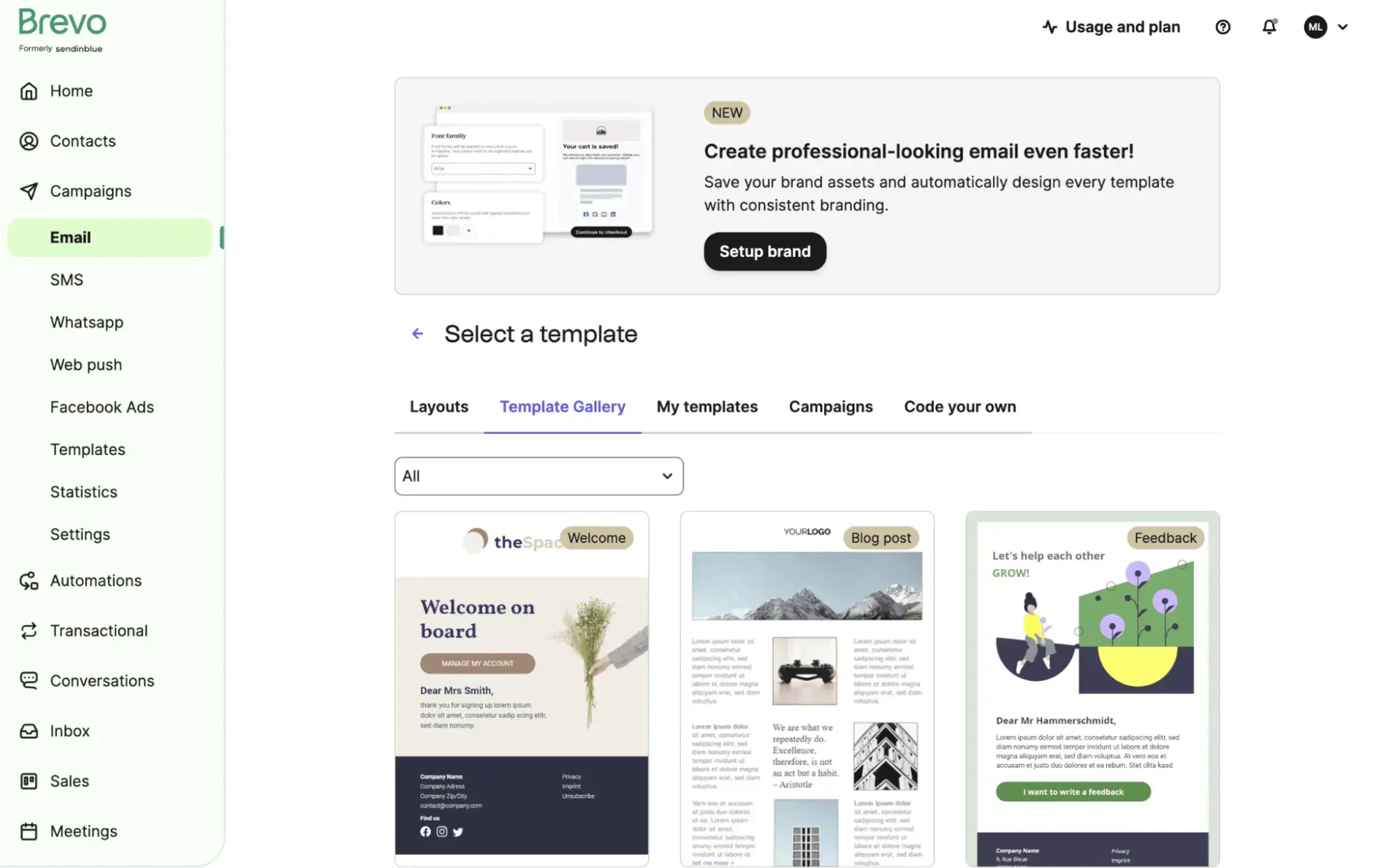 a screenshot of brevo&rsquo;s email marketing for event planning user interface