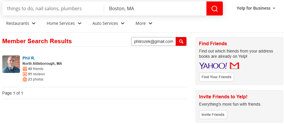 Yelp "Find Friends" member results