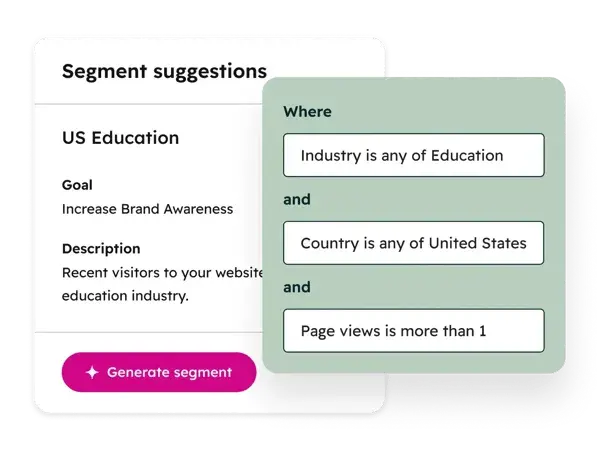 segment suggestions - web visitors