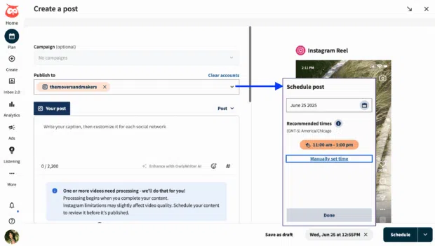 Create a post in hootsuite