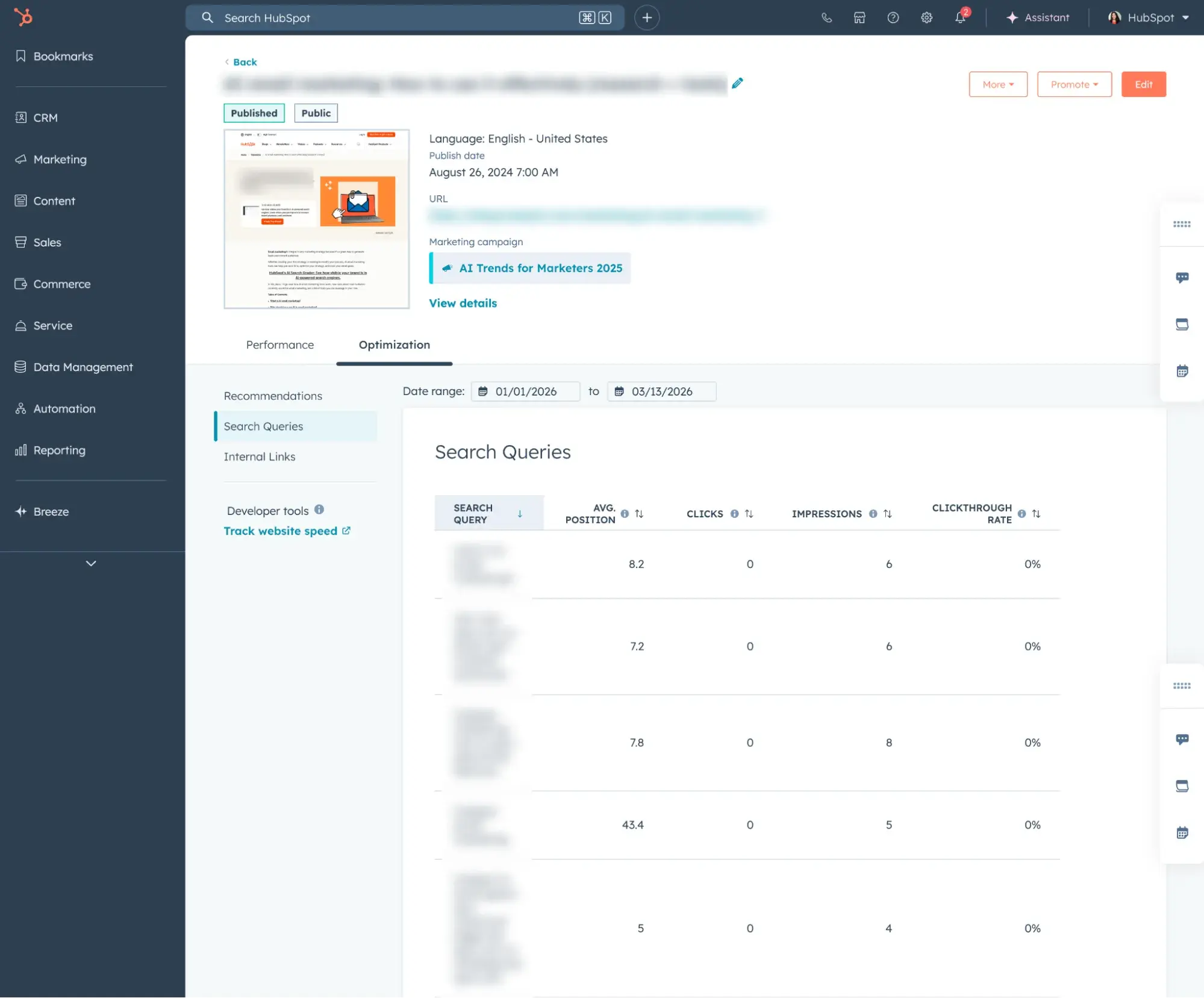 hubspot&rsquo;s seo recommendations help make ai content optimization easier