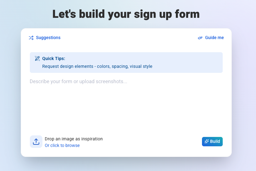 Screenshot of the free style prompt field in AWeber for the AI signup form builder
