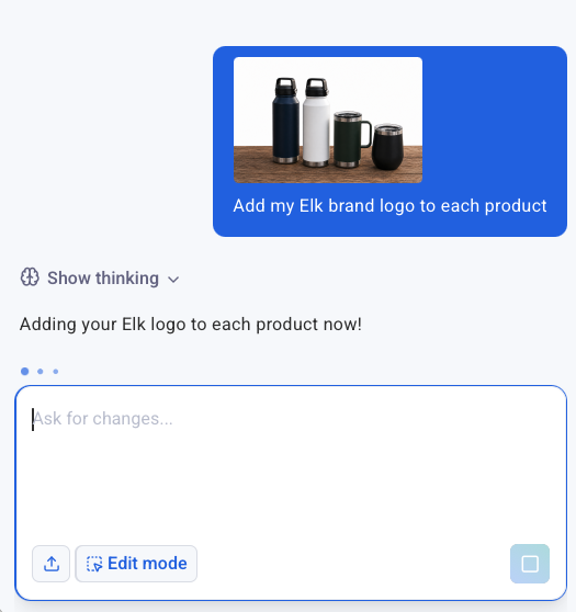 Prompt adding a brand logo to a plain product image